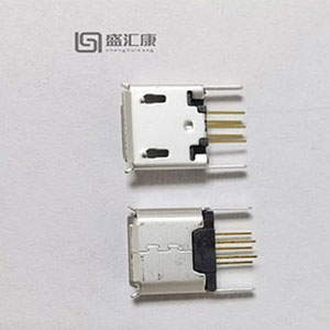 USB连接器, MICRO 5P ,MICRO USB 立式插件，加长针， 卷边